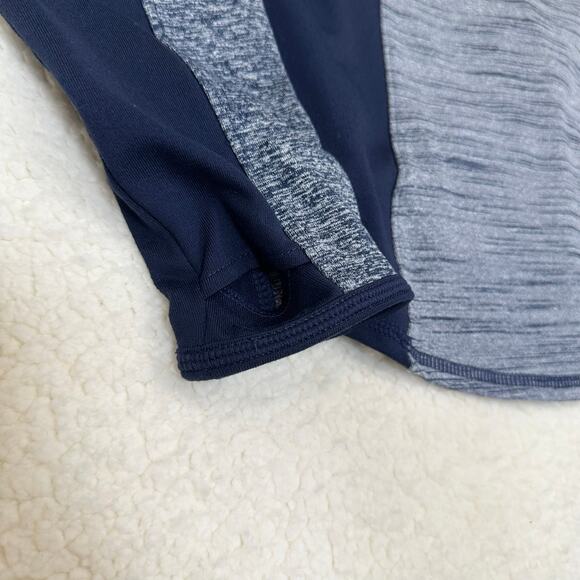 Athleta Half Zip Up Fitted Pullover Heather Blue Womens Medium Reflective Pocket - Picture 6 of 11